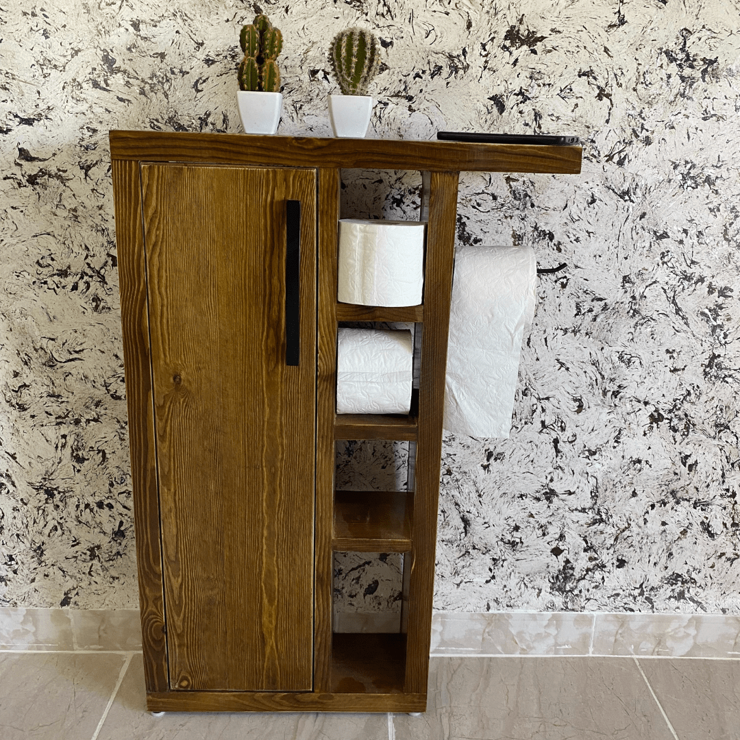 Porte-rouleau de papier toilette avec d'étagère  -  حامل ورق المرحاض مع رف تنظيم