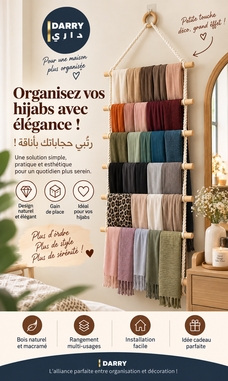 Échelle en macramé et bois - سلم خشبي بالماكرامي