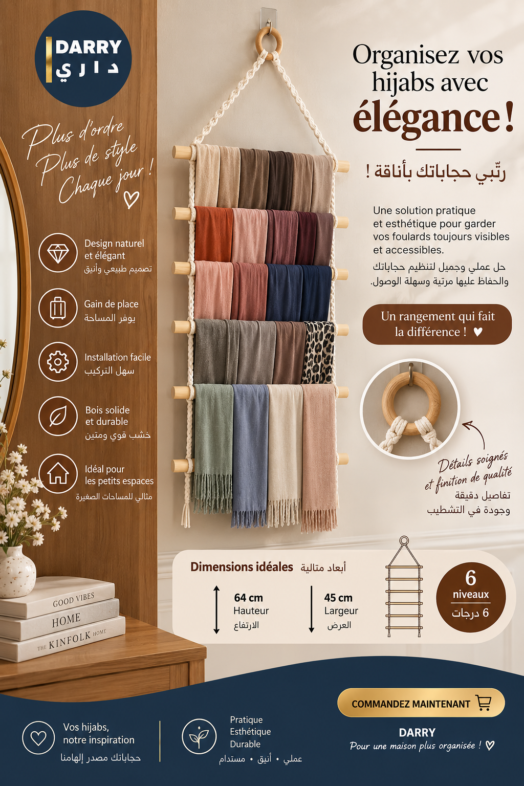 Échelle en macramé et bois - سلم خشبي بالماكرامي
